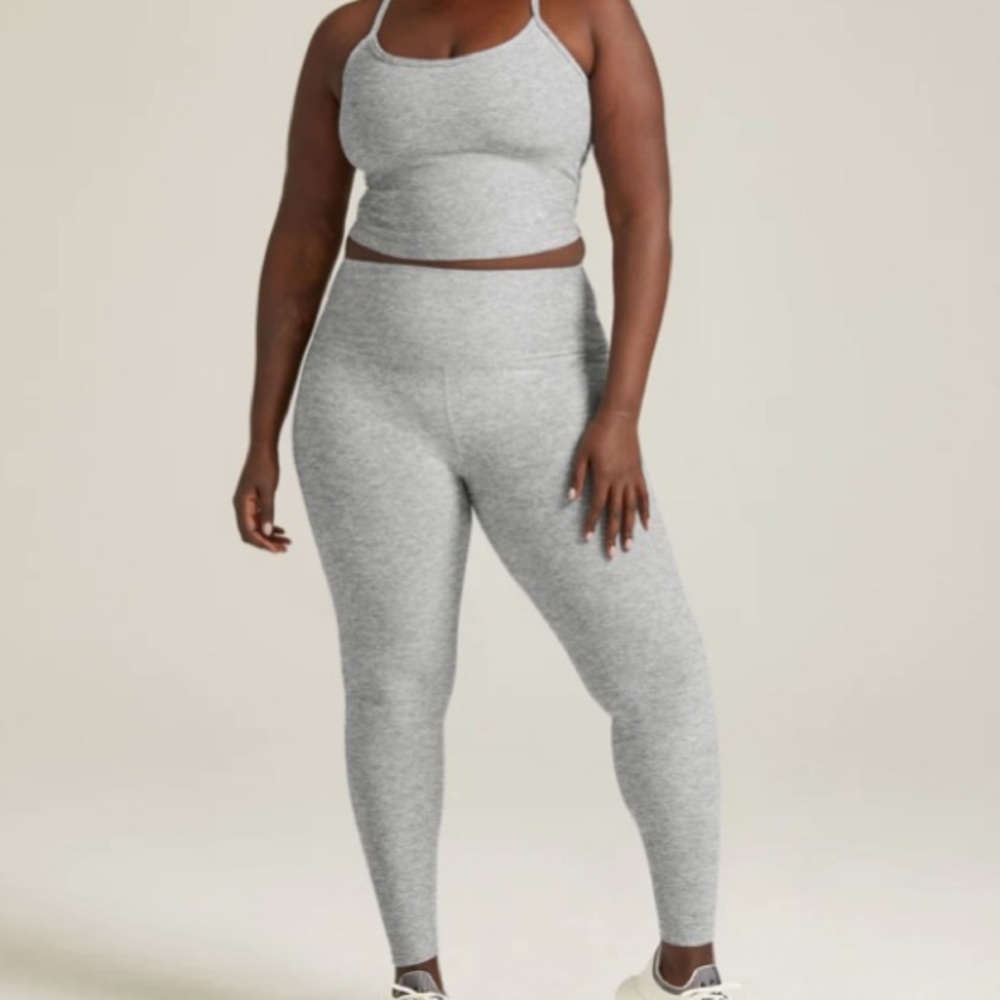 Spacedye Slim Racerback Cropped Tank in Silver Mist